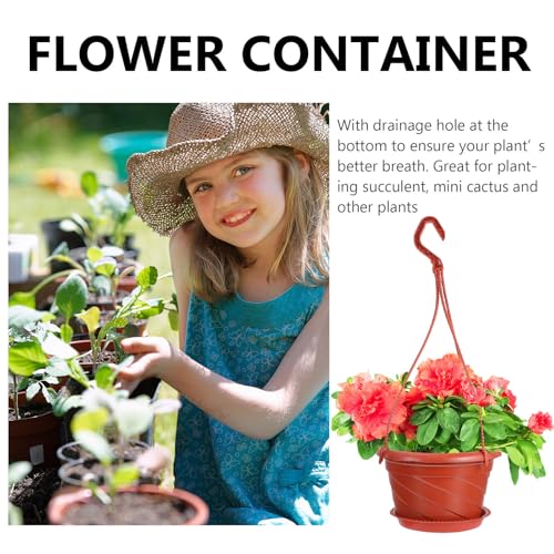 Pots à fleurs suspendus en plastique rouge - Lot de 10 pratiques