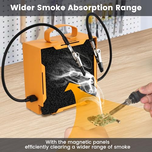 Image of Upgraded ToolBud Solder Fume Extractor with Removable Magnetic Flaps | Portable, High-Efficiency Solder Smoke Absorber for Soldering, DIY, & Art | Compact Design for Clean Air (With Helping Hand)