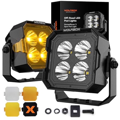 Image of WOLFBOX 3 Inch LED Pods - True Power and Lumens Off Road Ditch Lights with 4 Covers, Professional Fog Lights for Jeep Ford UTV ATV, IP69K Top-Level Waterproof, 2PCS