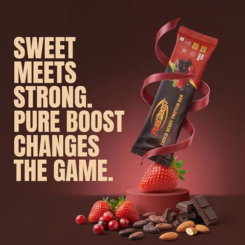 Image of Choco Berry Protein Bar | 15g Protein High Energy Nutrition Bar | 5g Fiber | Zero Added Sugar | Gluten Free Healthy Snack | Daily Fitness Protein Bar