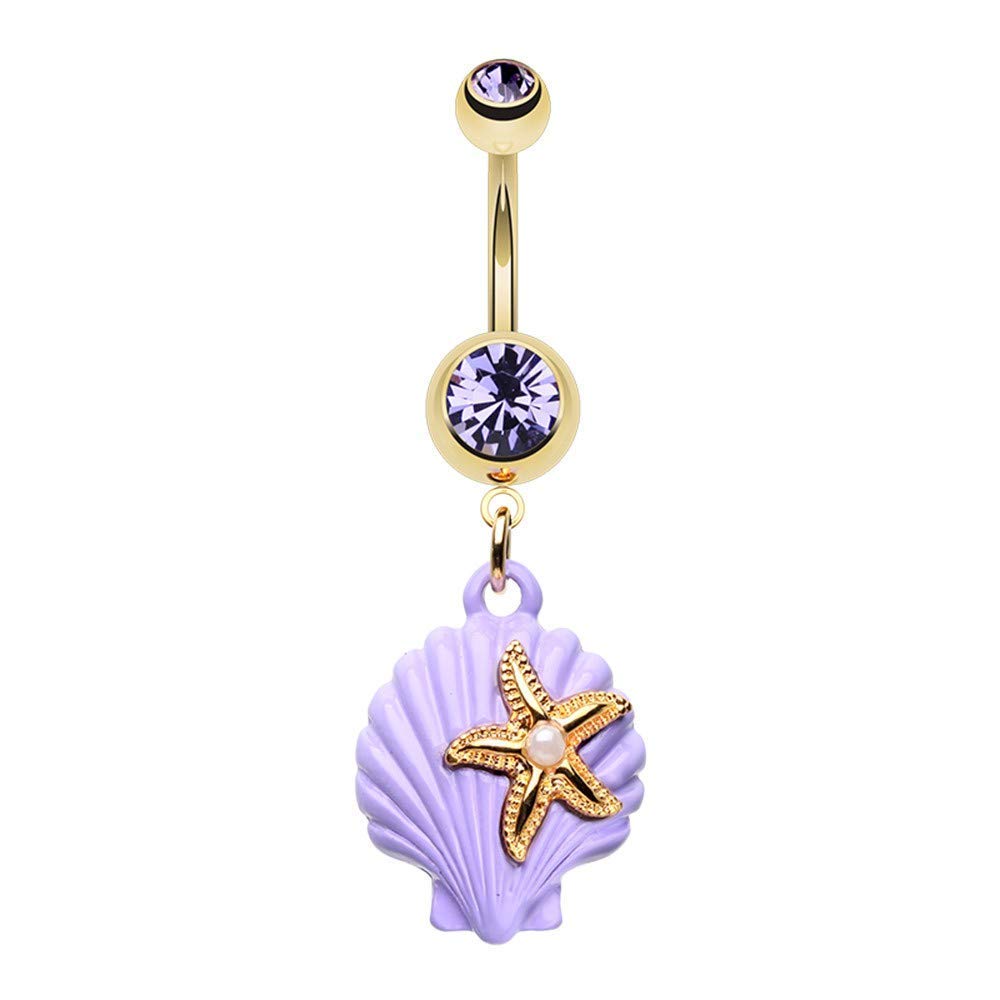 Golden Under The Seashell Belly Button Ring