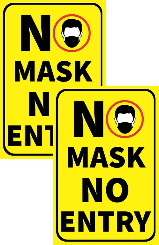 VAAIMAI No Mask No Entry Sign Board 8X12 Inch 3mm Form Board Sheet Sticker Yellow, Pack of 2