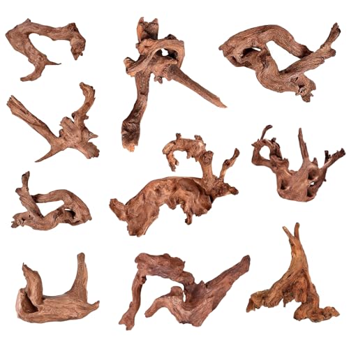 Image of Jorewood Natural Small Aquarium Driftwood for Fish Tanks & Reptile Terrariums - Safe Fish Tank Decorations, Unique Twisted Branches 10-Piece 2-4 Inch Low Tannin, Easy to Sink