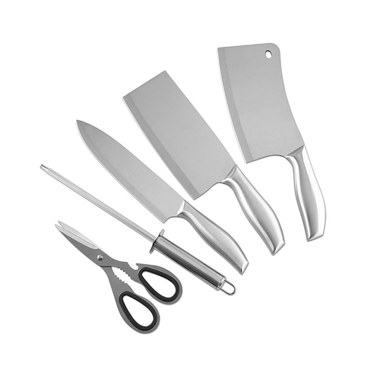 Cabilock Set Coltelli da Cucina Professionali 6 Pezzi in Acciaio Inox e Legno con Ceppo Resistente All'ossidazione e Spazio Salvaspazio per Uso Quotidiano