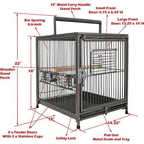 Image of Deluxe Portable Wrought Iron Bird Travel Parrot Vet Carrier Cage Prevent Beaks Out Pet Products for Parrots Conures Cockatiel Amazon African Grey