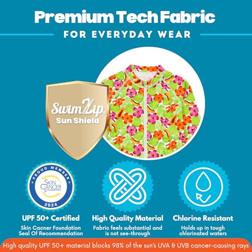 Image of SwimZip Girls' 3 Pc Swim Set w /Long Sleeve Rash Guard, Tankini & Shorts UPF 50+