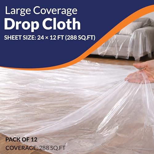 Image of Aqbah Multipurpose 12x24 Ft Waterproof Plastic Sheet | Polythene Dust Cover for Painting, Furniture, Floor, Car, Bike & Outdoor Protection
