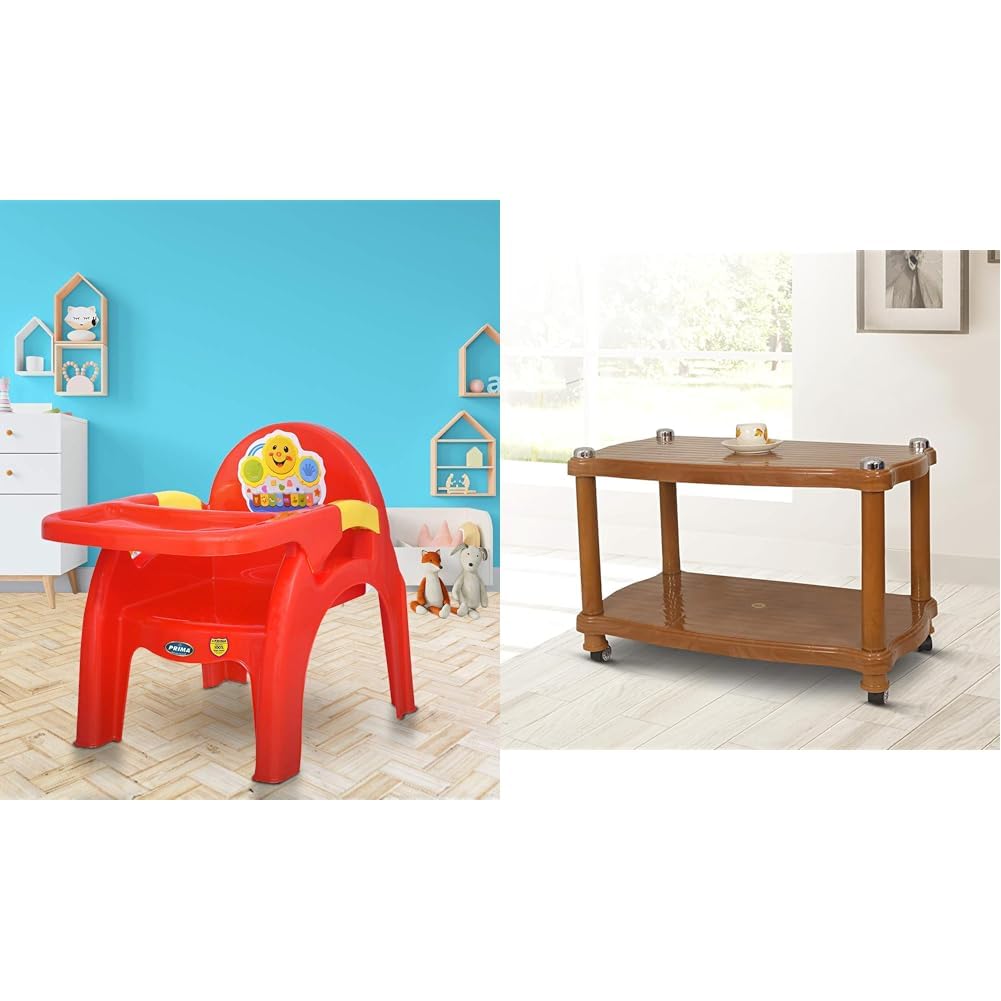 Prima Detachable Baby Desk Plastic Chair 130 Swings High Eating Feeding Study Kids Toddlers Booster Seat With Safety Tray For 6 Months To 5 Years Age Red Yellow Ch 5011 Center Trolley Coffee Table Tea-image-42