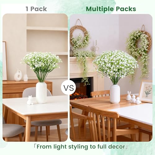 Der Rose 24PCS White Babys Breath Artificial Flowers,11'' Elegant Faux Baby Breath Flowers for Wedding Home Decor, Table Centerpieces & DIY Fake Flowers image 1