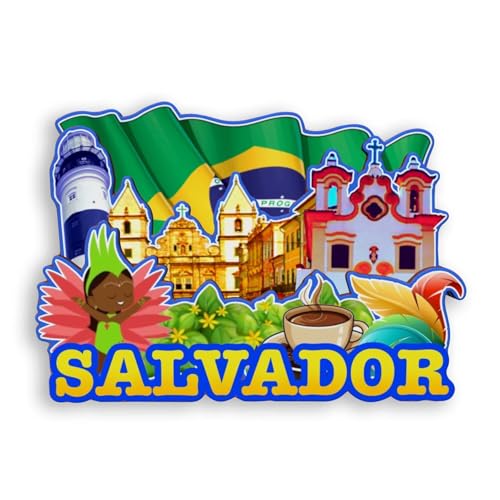 Quwsne Imán para nevera Salvador Brasil, imán para nevera, recuerdos de viaje de ciudad, regalos turísticos, monumentos clásicos 3D, hechos a mano, decoración del hogar, 1899