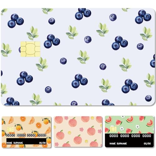 CREATCABIN 4 Pegatina para Tarjeta de Crédito, de Débito, Impermeable, Extraíble, con 4 Tipos de Frutas, para Personalizar la Decoración de la Cubierta de la Tarjeta, Ideal para Titulares de Tarjetas