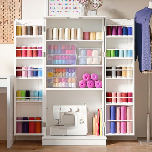 NEWOWNDS Craft Storage Cabinet with LED...