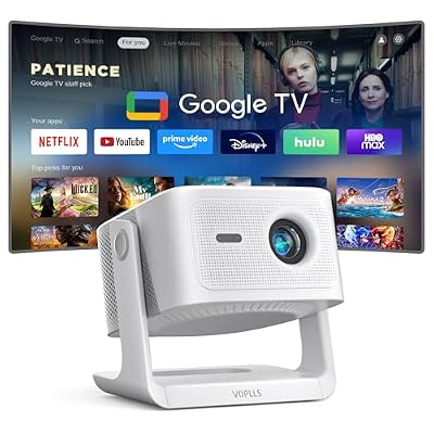 ?Official Licensed Google TV?4K Smart Projector with WiFi and Bluetooth, VOPLLS Outdoor Projectors with Dolby/Auto Focus, Portable Movie Phone Wireless Gaming Wifi Proyector for Bedroom/Home/Celling