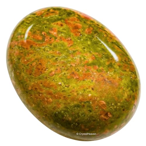 Image of Certified Unakite Crystal Palm Pebbles Stones for Anxiety Stress Relief Massage - AAA Grade Original Healing Gemstone Agate Palm Stone for Yoga Meditation Spiritual Reiki Feng Shui