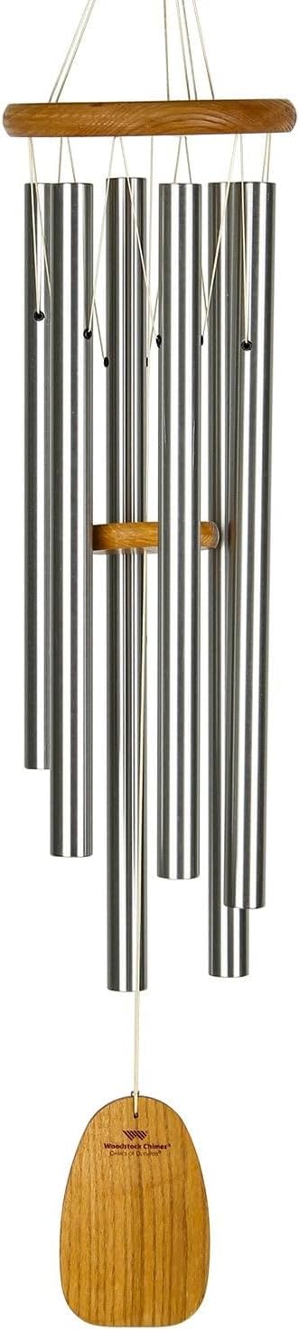 Woodstock Wind Chimes for Outside Garden Decor Outdoor and Patio Decor Front Porch Decor 36" Silver Woodstock Chimes Original Wind Chime Chimes of Olympos Wind Chimes (OWS)