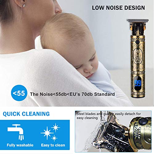 Electric Hair Clippers for Men Professional Outliner,2021 New Cordless Zero Gapped Trimmer Barber Accessories Grooming Waterproof Rechargeable Close Cutting T-Blade 0mm Bald Detail Beard Shaver