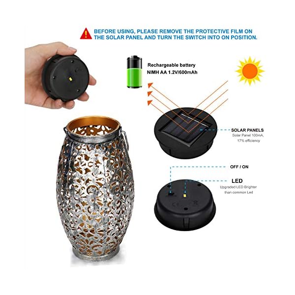 Solar Laterne Lichter für hängende Outdoor-Ornamente Geschenk Outdoor-Dekoration Tischlaterne Solar Silber Licht… – Bild 5
