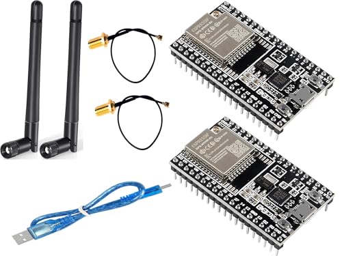 DUBEUYEW 2 Pcs ESP32-DevKitC Placa Central ESP32 Placa de Desarrollo ESP32-WROOM-32U Conjunto para Arduino con Antena y Cable