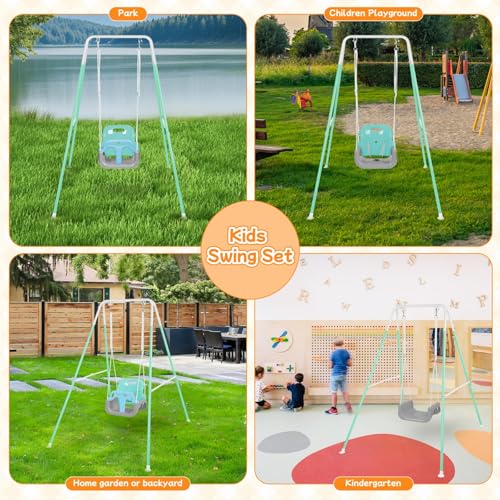 Image of 4-in-1 Toddler Swing Set & Baby Jumper and Bouncer for Toddlers | Foldable Baby Swing Stand for Outdoor /Indoor Play, Easy to Assemble and Store for Ages 6 Months to 10 Years Old