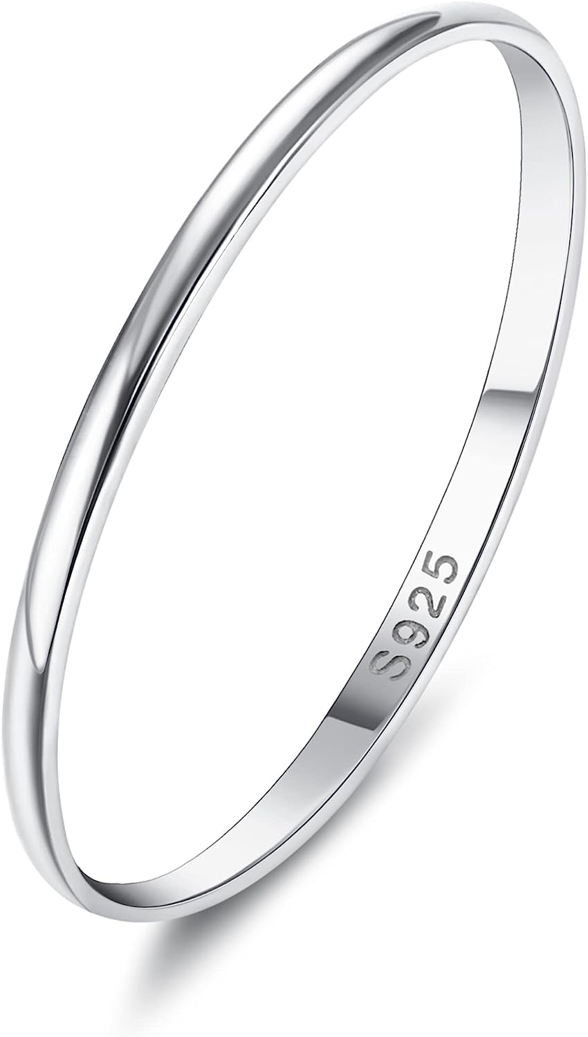 Diamday 925 Anillo Plata Mujer Hombre Alianza Boda Pulido Clásico Simple Minimalista Plata Pareja Anillo Esterlina Regalos Joyería de Aniversario Tamaño 12-25 2/4MM