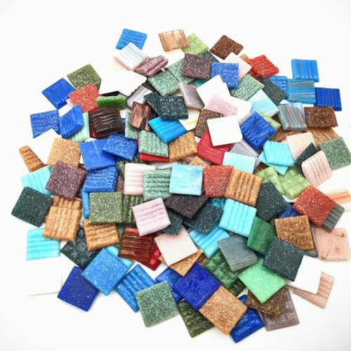 500 g de carreaux de mosaïque en quartz, pièces de mosaïque multicolores de 2 cm en pierres pour bricolage, artisanat, loisirs créatifs, arts, décoration...