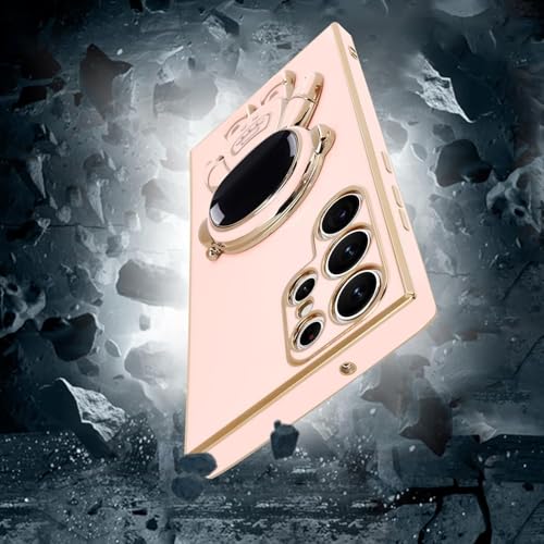 Image of for Samsung Galaxy S24 Ultra 5G Case Cute 3D Astronaut Stand Design Camera Protection Shockproof Soft Back Cover (Pink)