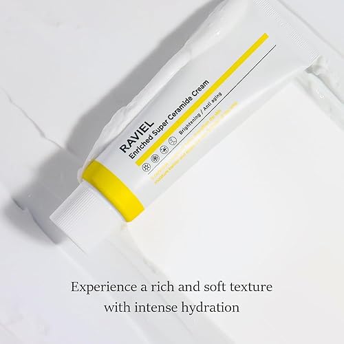 Miniatura 3 de RAVIEL Crema de ceramida 5X (1.69 fl oz x 2)  Reparación de barrera facial e hidratación profunda y nutrición, con ácido hialurónico, escualano