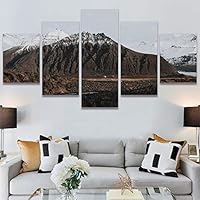 SIGNWIN 5 Panel Canvas Wall Art Aerial Cool Lake Landscape Multicolor Photography Realism Relax/Calm Zen for Home Decorations Ready to Hang - 60
