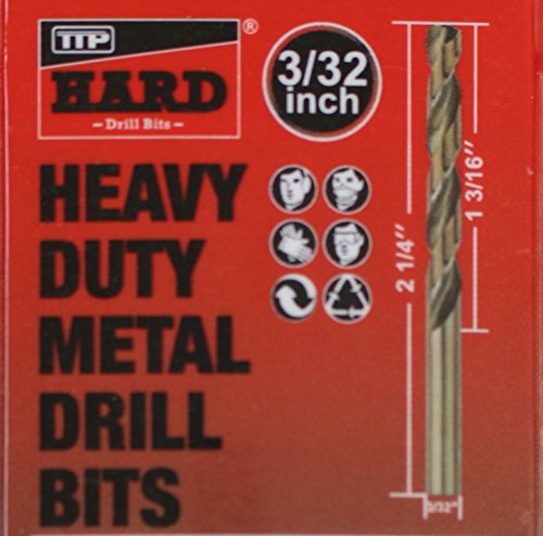 Ttp Hard Drills Bits 3/32-Inch, 10 X Imperial Drill Bits Cobalt For Drilling Harder Metals Stainless Chrome Aluminum Cast Iron #TOP1
