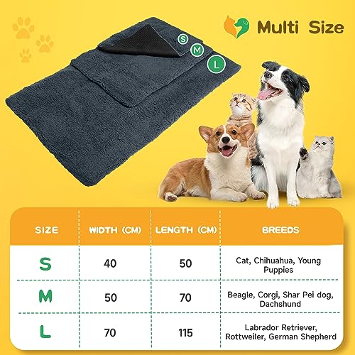 Nobleza Selbstheizende Decke für Hunde & Katzen, Haustiere Wärmematte Winter, Waschbar Wärmedecke Hund, Selbstwärmende Hundematte Flauschig Warme, Thermodecke Hund rutschfest, Grau, 115x70cm