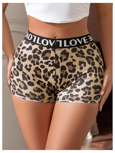 SOLY HUX Women's Leopard Boxer Panties Letter Print High Waisted Boyshort Panty Underwear3