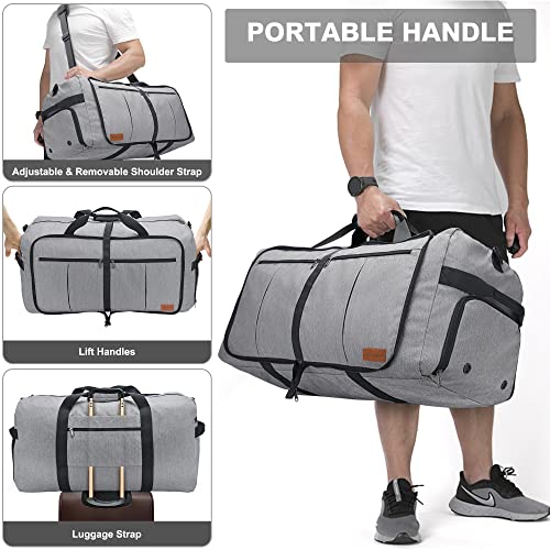Upeelife-Travel-Duffle-Bag-Foldable-125L-Holdall-Bags-Large-Weekend-Overnight-Bag-Waterproof-Duffel-Bag-with-Shoe-Compartment-and-Wet-Pocket-Sports-Gym-Bag-for-Men-Women-Grey