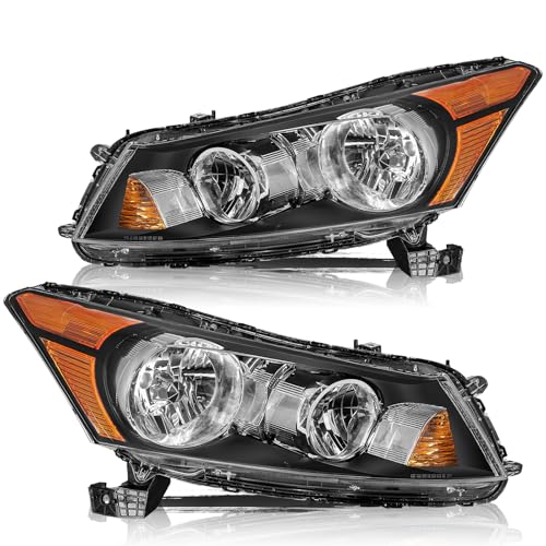 Aosky Headlights Assembly For 2008-2012 Honda Accord 4Dr Sedan Halogen Headlamp OE Style Driver & Passenger Side Not fit Coupe or Crosstour