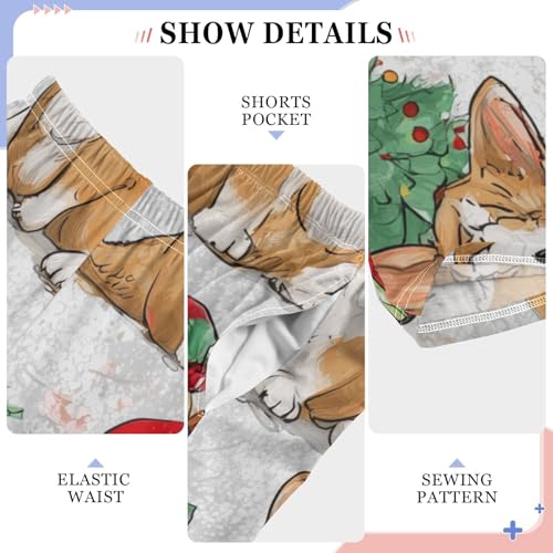 Xmas Corgi Dog Trees Boys Long Pants Soft Trousers Elastic Waist Kids Lounge Bottoms with Pockets S-XL4