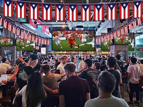 Image of Puerto Rico String Flag Pennant Banner - 38 Flags, 42 Feet Small Mini Puerto Rican Flags Bunting Banner for Country Decoration, School, Party, Sports Events