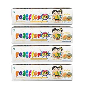 PediflorKidz Melon Toothpaste with Xylitol - Protects Enamel, Prevents Cavities - Pack of 4