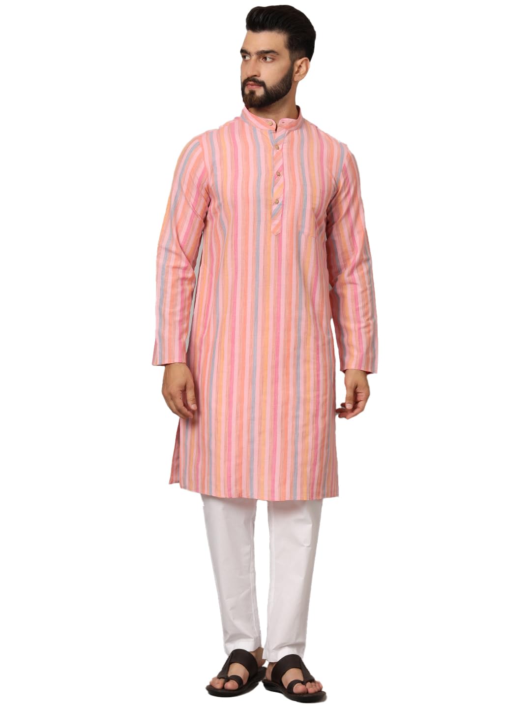 latest chikan Men's Cotton Regular Premium Long Kurta Full Sleeves - Casual Ethnic Wear-picture-36