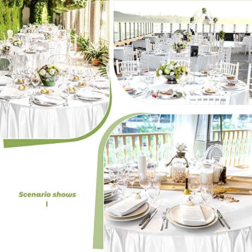 12 Pcs 108 Inch White Round Satin Tablecloth,Premium Silky Table Cloth Smooth Fabric Table Cloth Cover Bright Sikly Satin Tablecloths For Wedding Party Banquet Big Event Kitchen Dining Table Covers #TOP5
