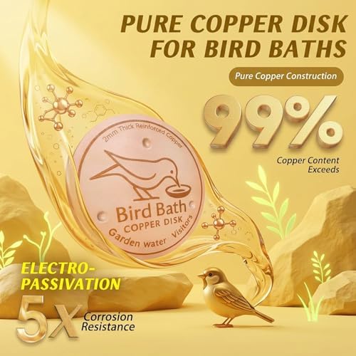 3.94 Inch Reinforced 99.9% Copper Bird Bath Purification Disk with Stable 3-Point Design, Copper Disc for Clean Birdbath Water, Garden Accessory Style 1 - 4