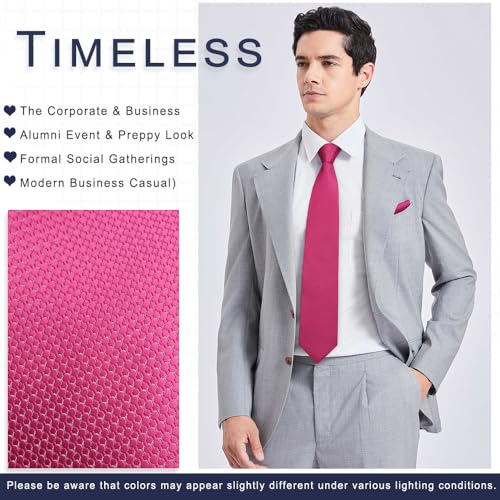 Image of HISDERN Mens Striped Tie and Pocket Square Set Necktie for Men | soft smooth texture, wrinkle-free, neat hand-tied knot, gifting ready, regular 3.4 width, coordinated look, business wedding