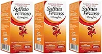 Sulfato Ferroso Gotas 125mg 30ml Framboesa 3 Unidades