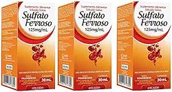 Sulfato Ferroso Gotas 125mg 30ml Framboesa 3 Unidades
