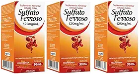 Sulfato Ferroso Gotas 125mg 30ml Framboesa 3 Unidades