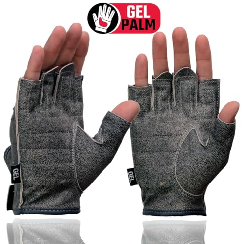 Image of Milwaukee Leather SH198 Men's Black Flame Embroidered Fingerless Gloves with Gel Palm | Padded Comfort; Vibration Relief; Flame Embroidery