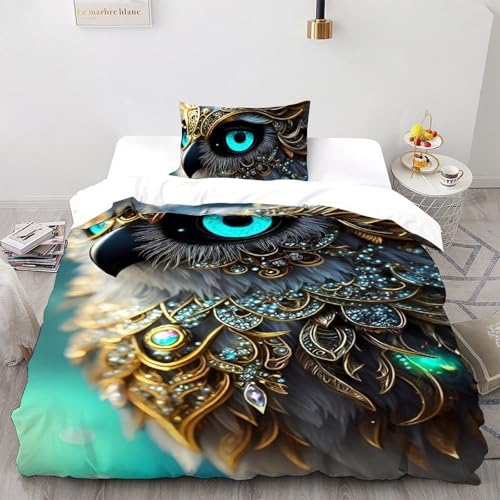 Ensemble de couette chouette 135x200cm avec taie d'oreiller pour lit simple - 2