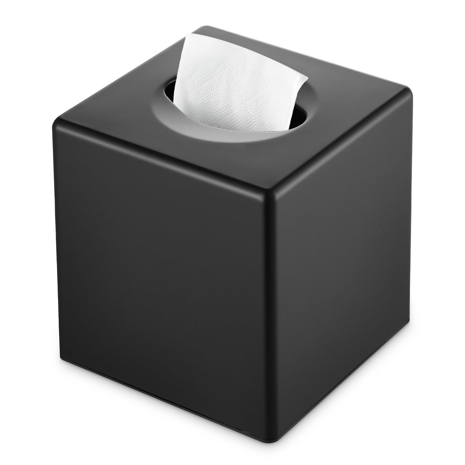 Tissue Box Cover, Square Facial Tissue Holder Storage for Bathroom Vanity, Countertops, Dressers, Night Stand, Parlors and Offices - Black