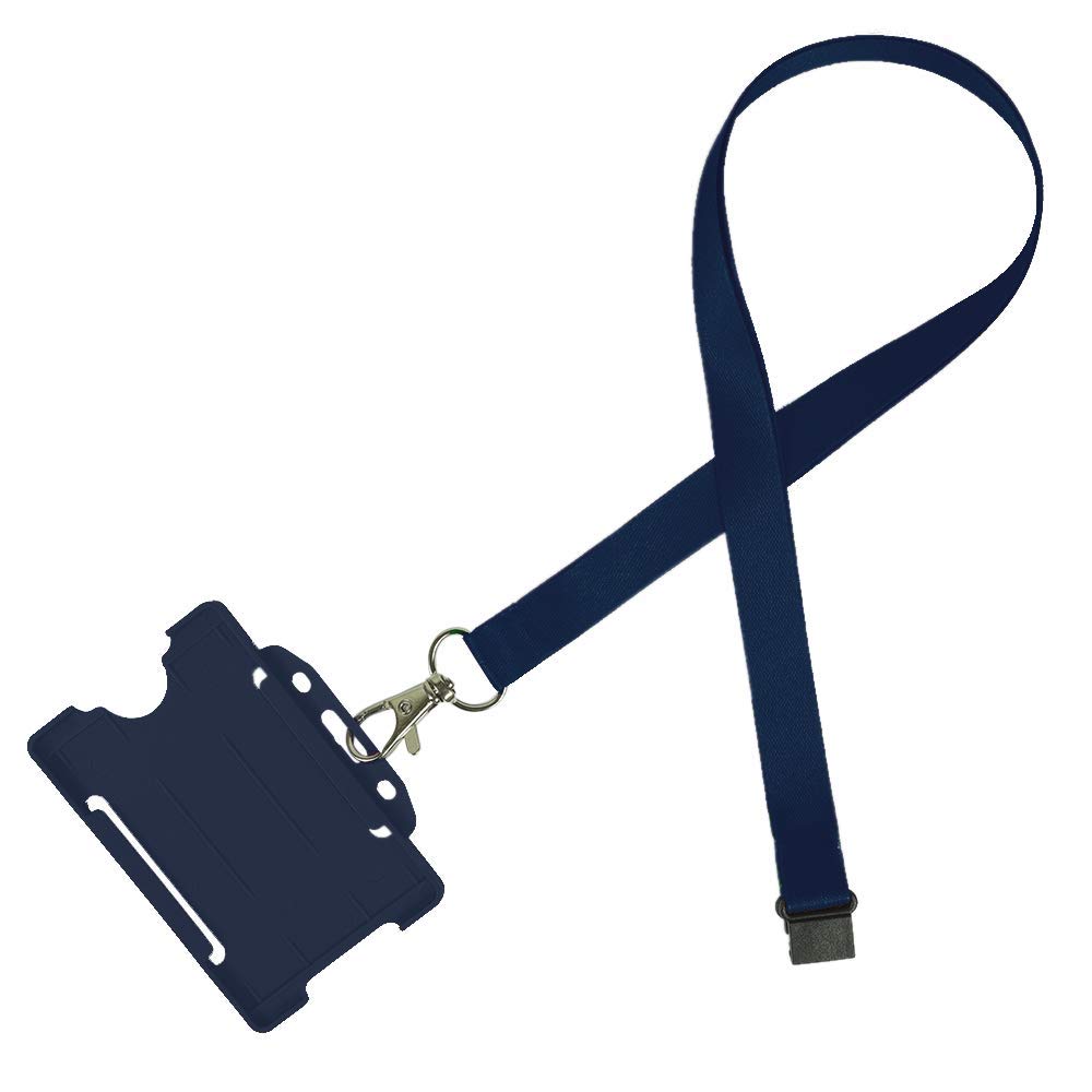 Pack of 50 Navy Blue Lanyards with Open Faced Card Holder for ID Cards, Name Badges, and More - Durable Breakaway Navy Blue Neck Strap Suitable for Everyday Use โ image 1
