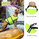 AMZNOVA Rip Stop Hundeschwimmweste, Schwimmweste Hund für Bootfahren, Auftrieb & Schwimmhilfe, Rettungsweste, XS, Leuchtend Gelb