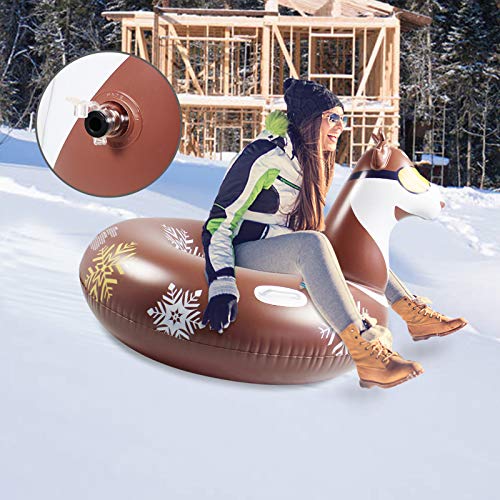 Giant Bear Snow Tube, Inflatable Snow Sleds for Snow Kids Adults Winter Snow Tube with Frontrest 0.6mm Thick Heavy Duty Sledding Float River Ride Tube Sledding Float, 46inch (Multicolor)