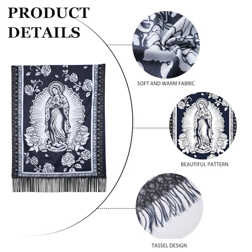 Virgen De Guadalupe Shawl Scarf, Prayer Blanket Shawl, Catholic Gifts for Women, Virgin Mary Soft Wraps4